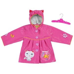 Kidorable Lucky Cat Kids Hooded Pink Raincoat - Size 2T